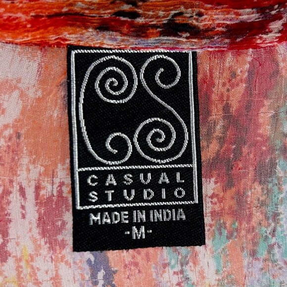 Casual Studio Abstract Blouse Women Medium Red Button Asymmetrical Boho Lagen - Picture 8 of 8